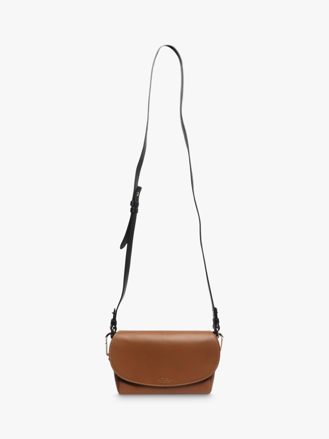 Smythson Equestrian leather crossbody bag brown gold hardware - British product