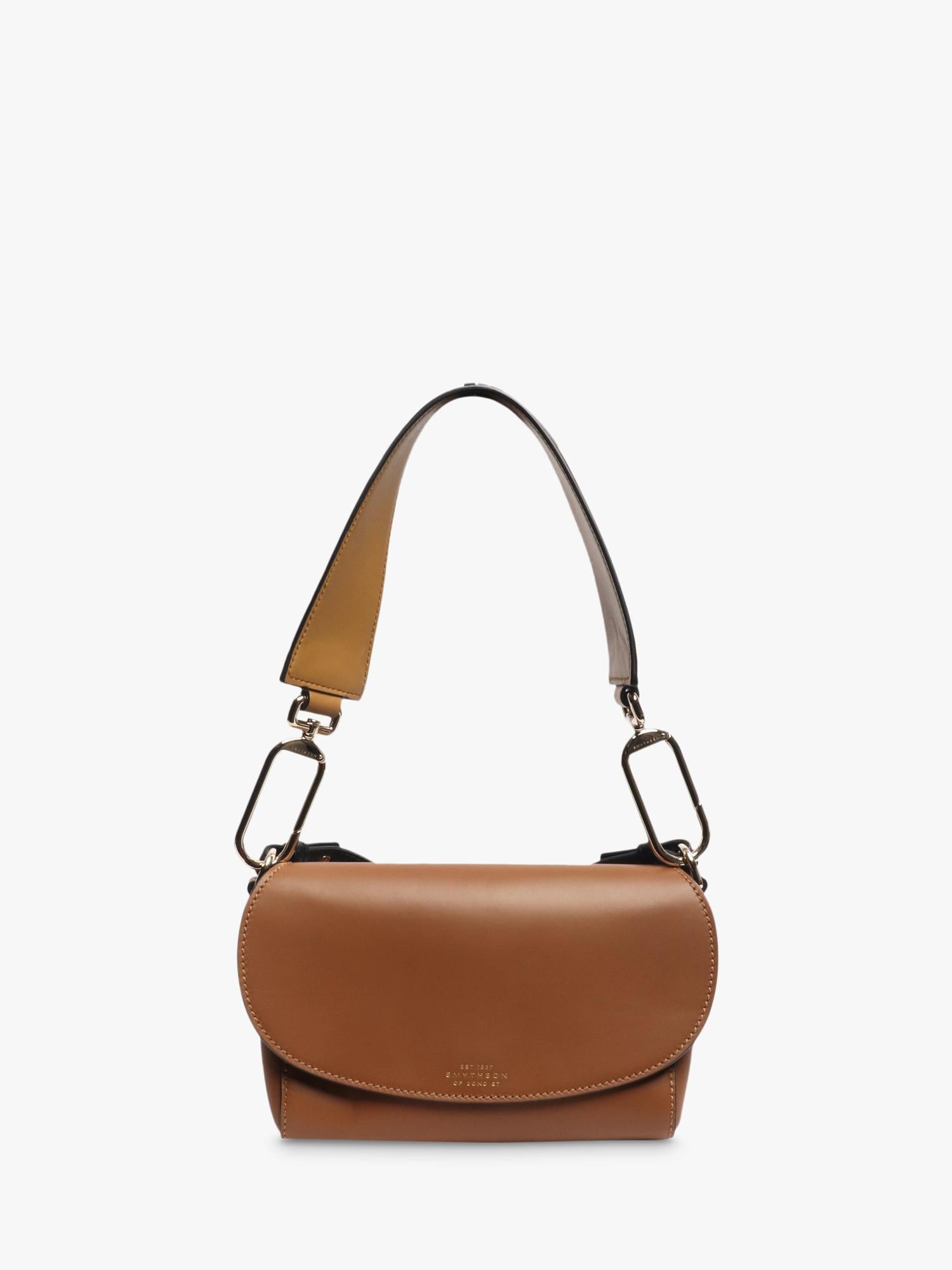 Smythson Equestrian leather crossbody bag brown gold hardware - British product