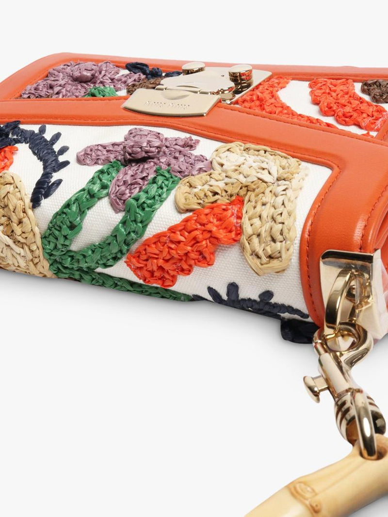 Miu Miu orange embroidered bag with bamboo handle, UK version