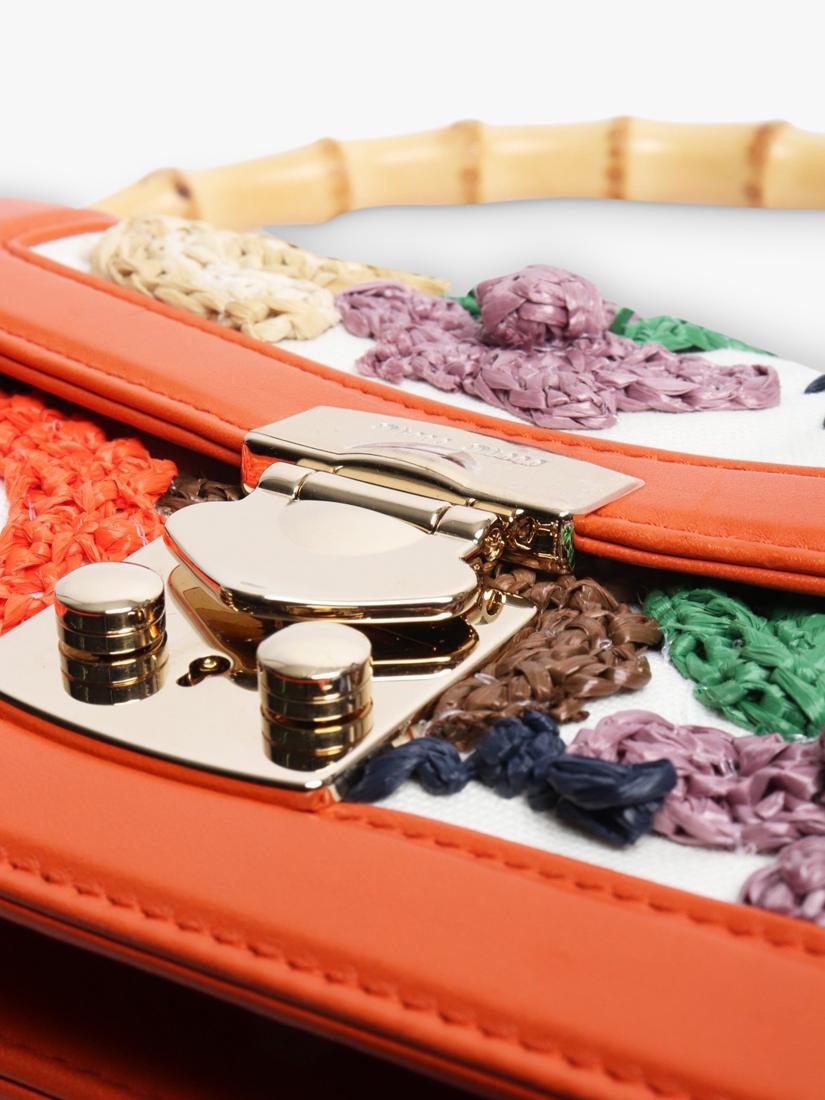 Miu Miu orange embroidered bag with bamboo handle, UK version
