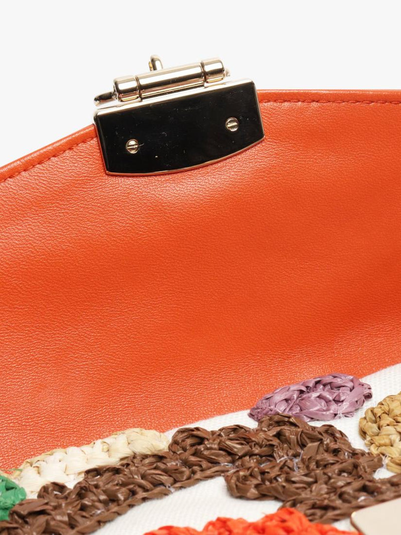 Miu Miu orange embroidered bag with bamboo handle, UK version