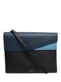 Smythson blue leather laptop bag with gold hardware - British product
