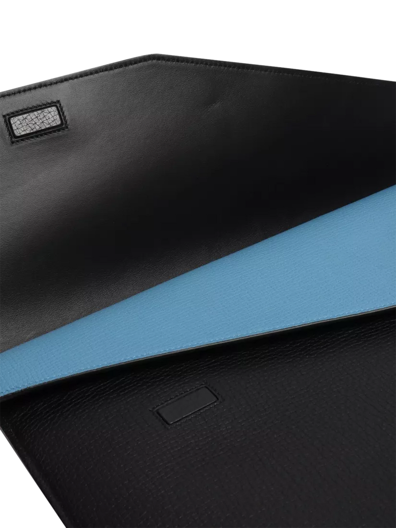 Smythson blue leather laptop bag with gold hardware - British product