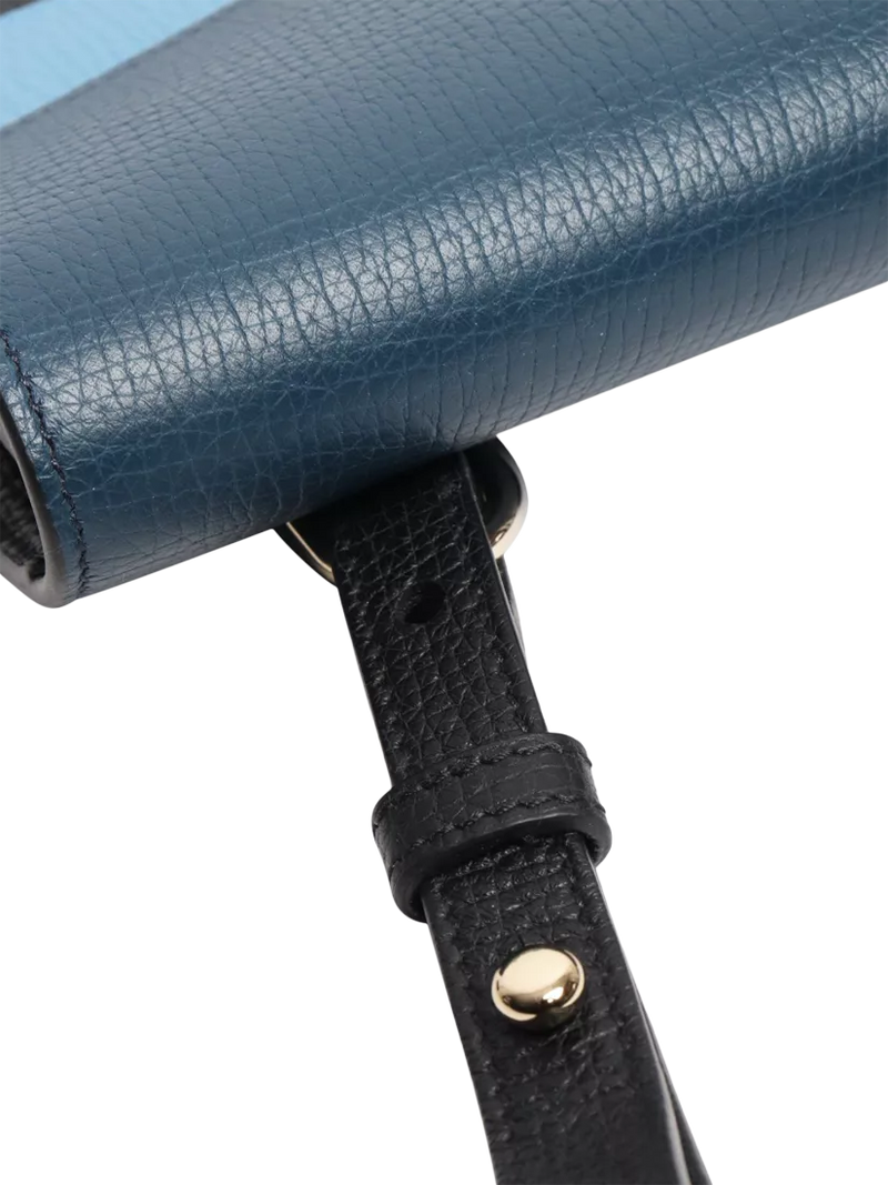 Smythson blue leather laptop bag with gold hardware - British product