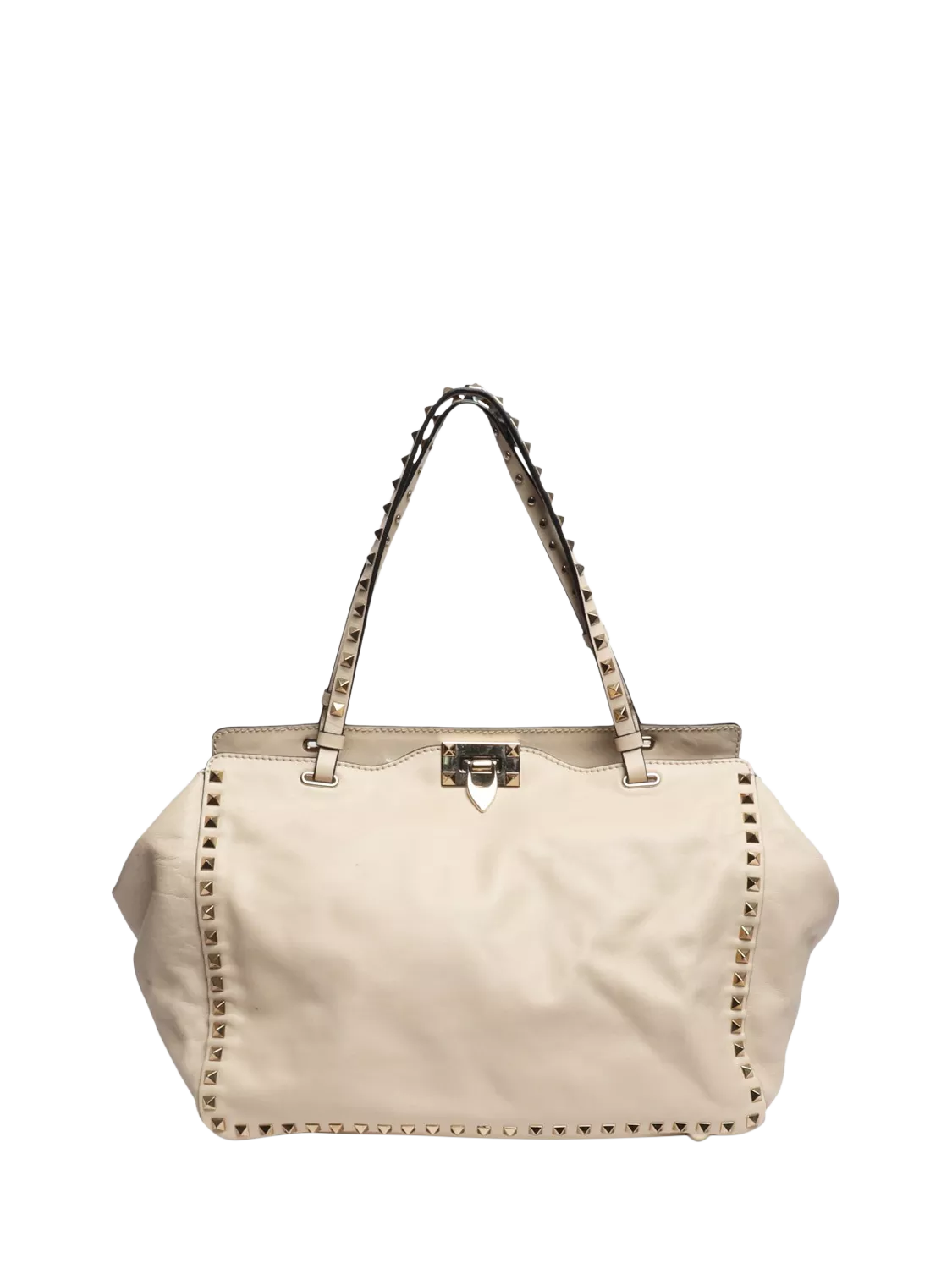 Pre-loved Valentino Rockstud shoulder bag cream leather, imported from the UK