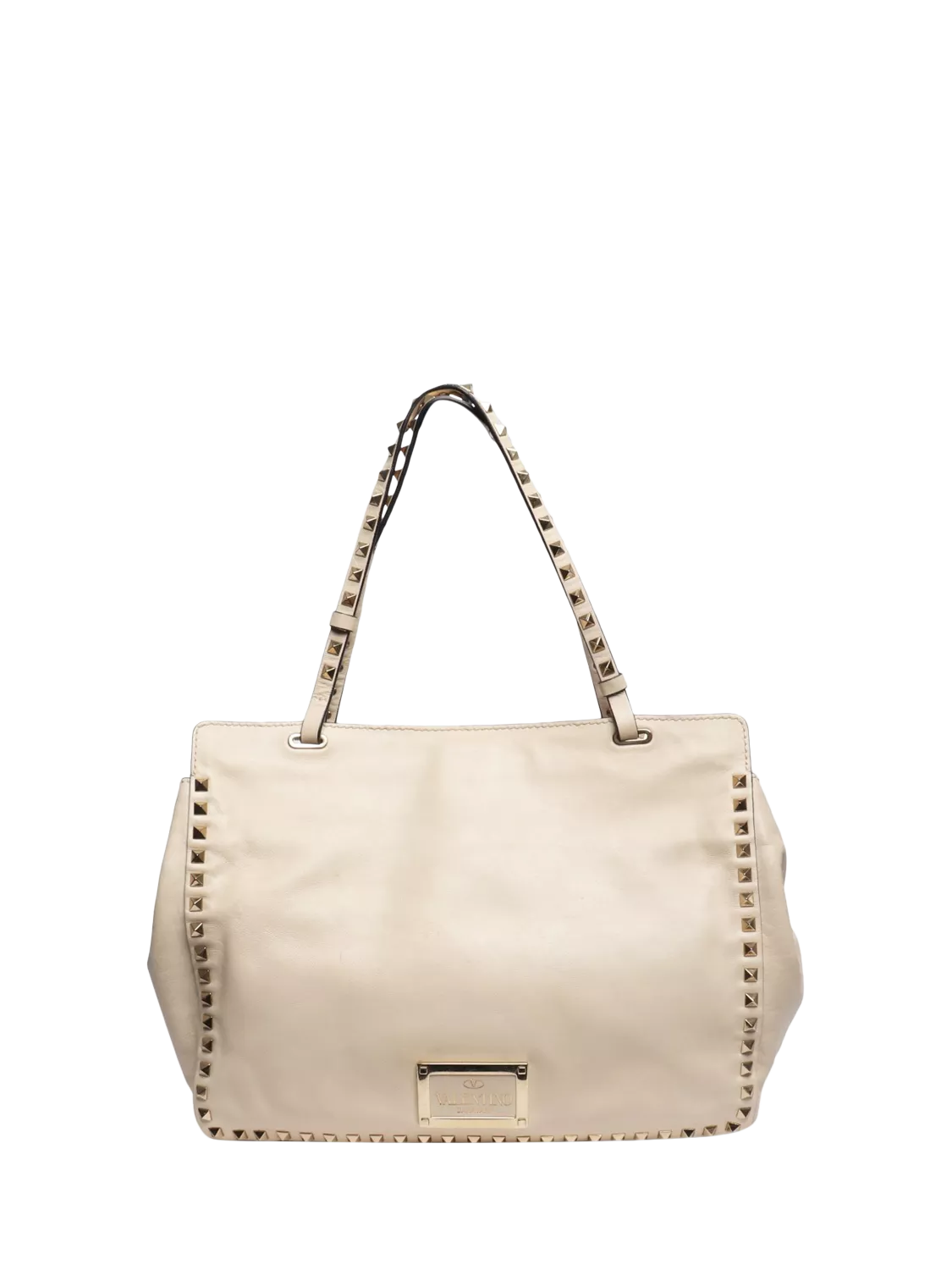 Pre-loved Valentino Rockstud shoulder bag cream leather, imported from the UK