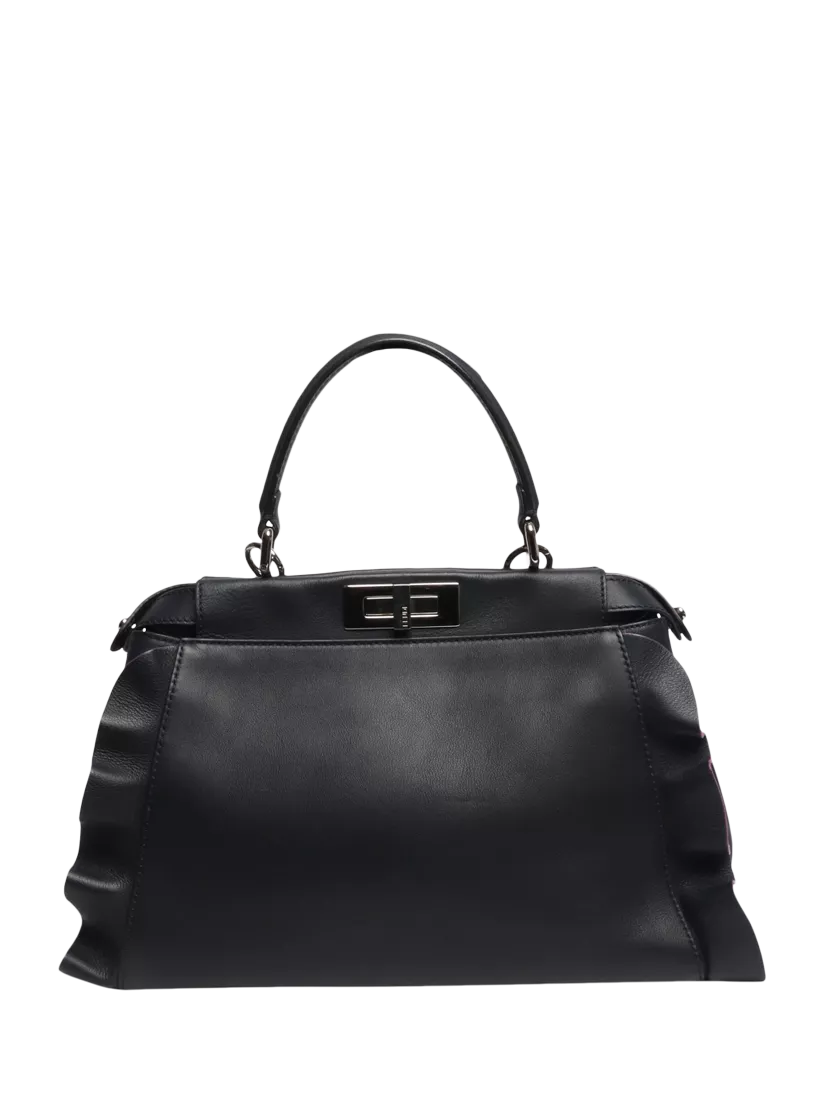 Pre-loved Fendi Peekaboo navy leather 2-way bag - British product