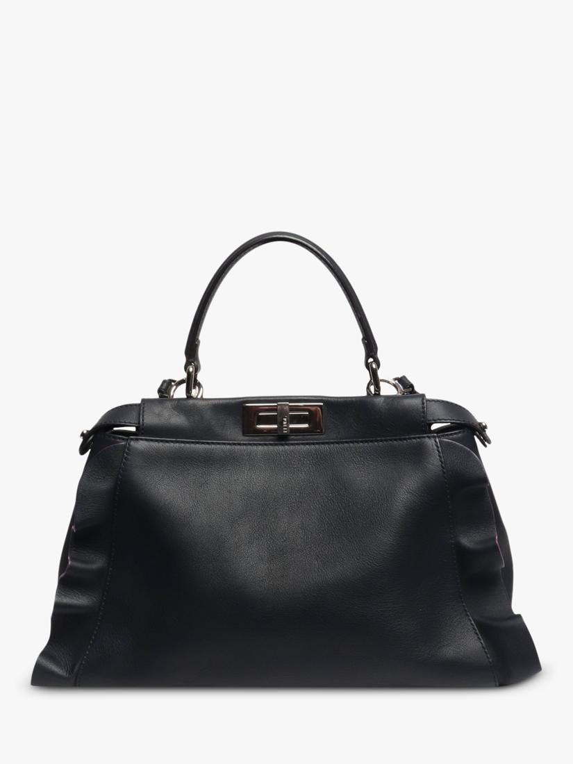 Pre-loved Fendi Peekaboo navy leather 2-way bag - British product