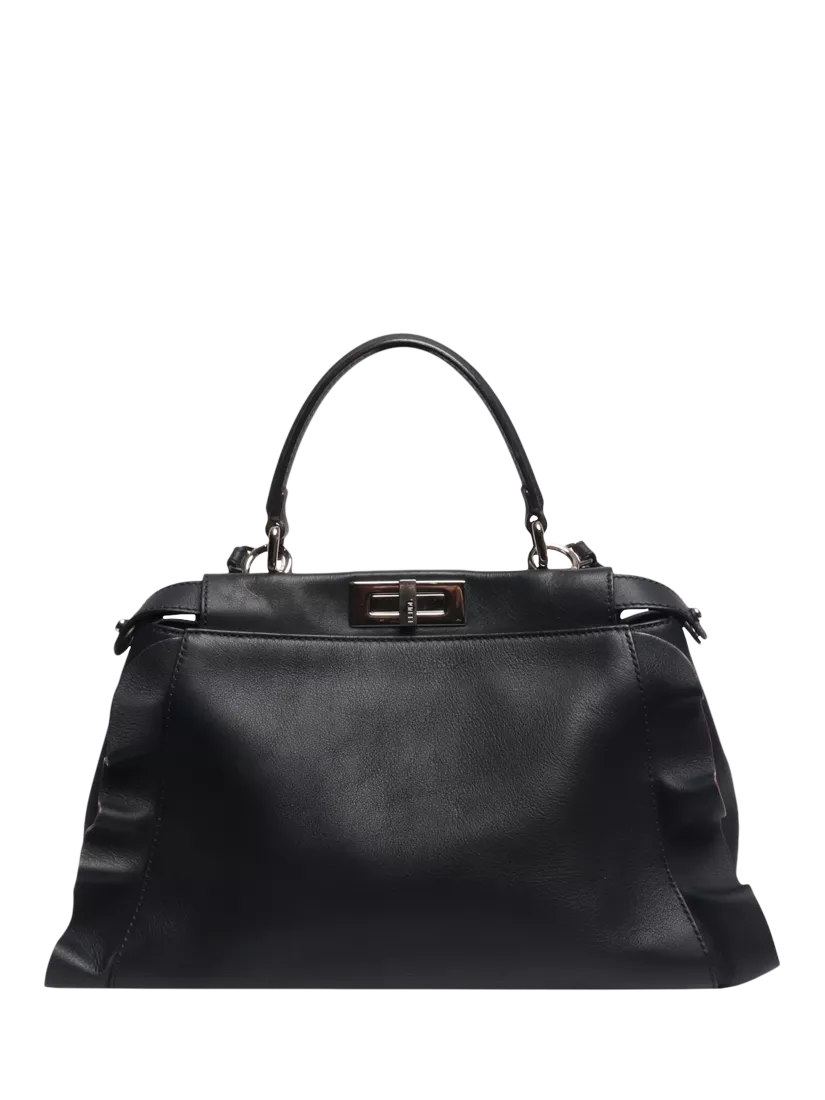 Pre-loved Fendi Peekaboo navy leather 2-way bag - British product