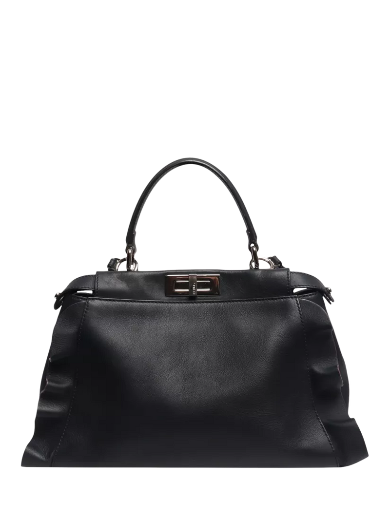 Pre-loved Fendi Peekaboo navy leather 2-way bag - British product
