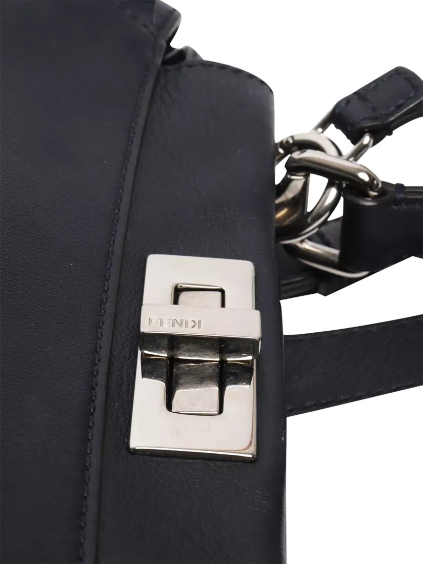 Pre-loved Fendi Peekaboo navy leather 2-way bag - British product