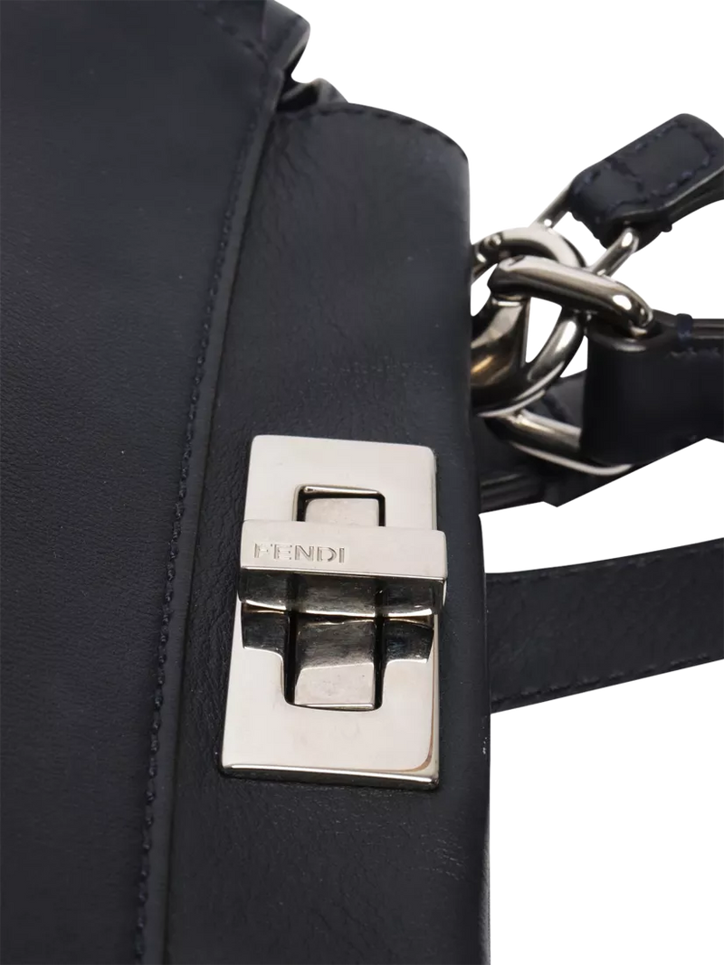 Pre-loved Fendi Peekaboo navy leather 2-way bag - British product