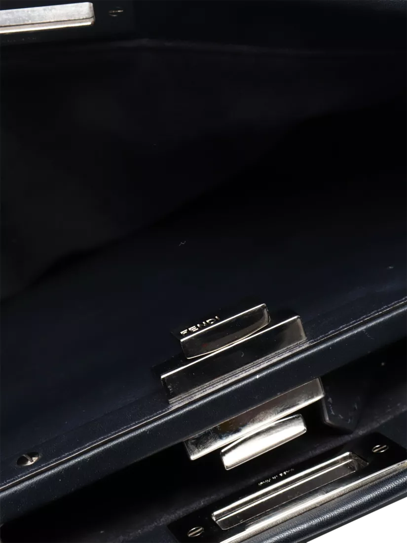 Pre-loved Fendi Peekaboo navy leather 2-way bag - British product