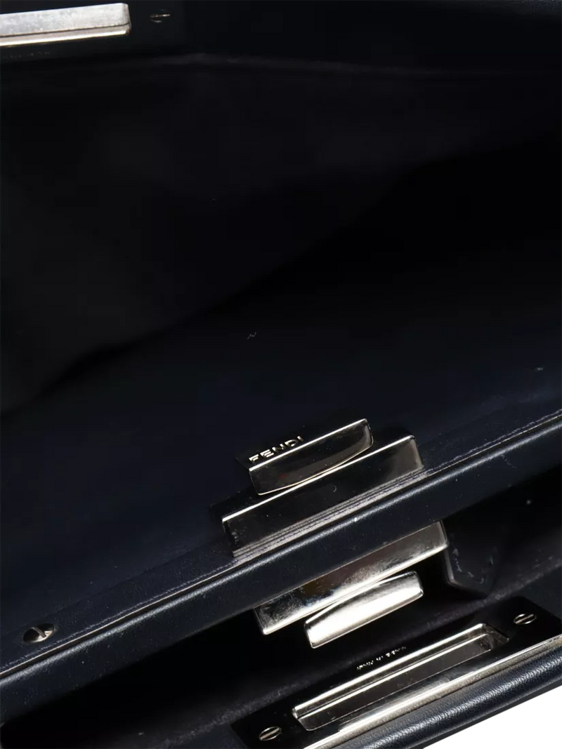 Pre-loved Fendi Peekaboo navy leather 2-way bag - British product