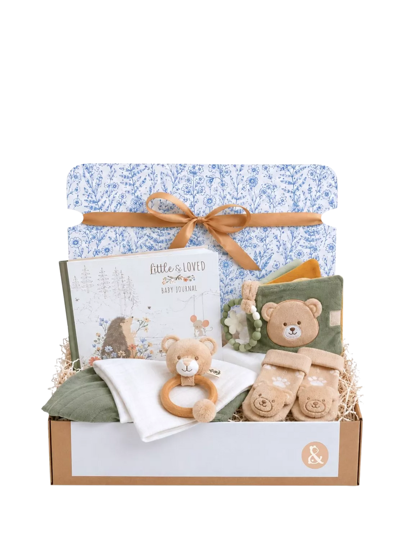 Bumbles & Boo baby gift hamper with personalised card, UK version