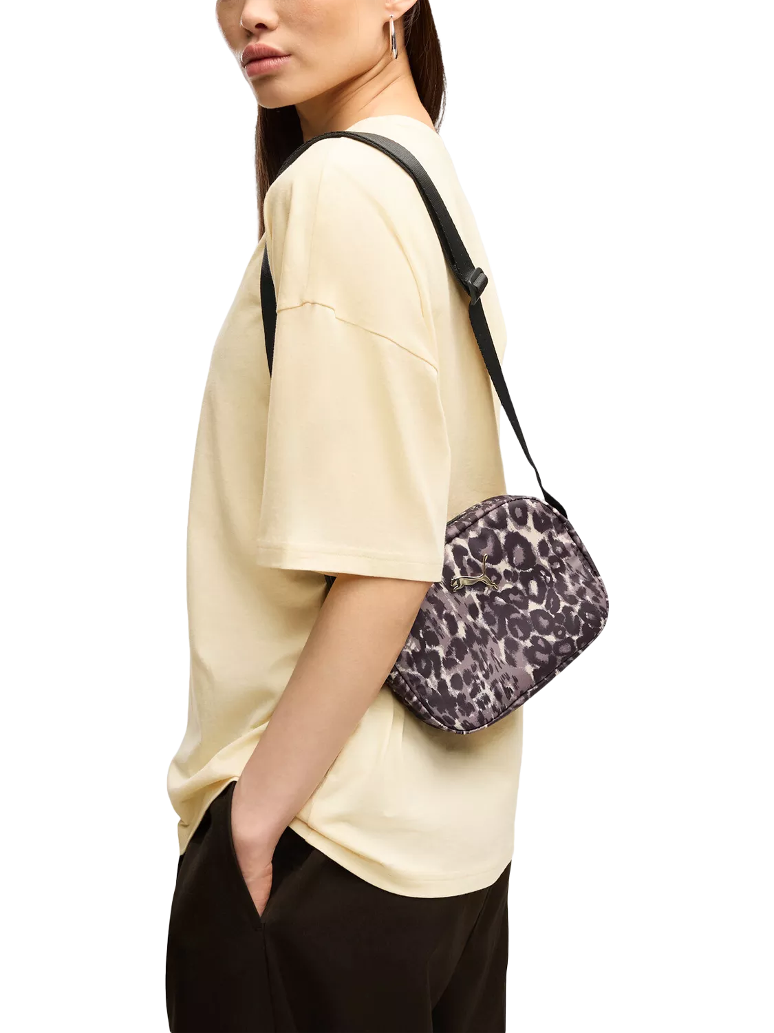 PUMA cross body bag black leopard print 1L - British product