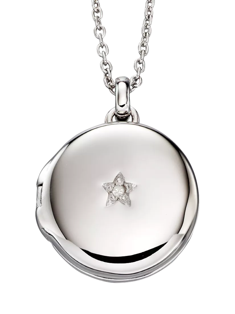 Little Star kids silver locket with diamond 38cm (British brand)
