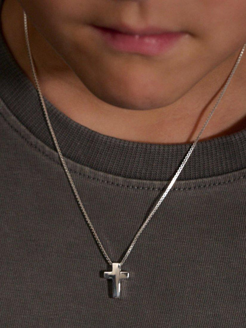 Little Star silver cross pendant necklace for boys - British product