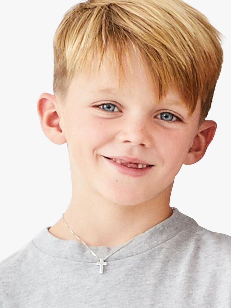 Little Star silver cross pendant necklace for boys - British product