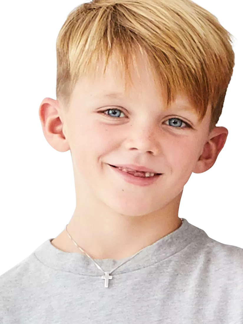 Little Star silver cross pendant necklace for boys - British product