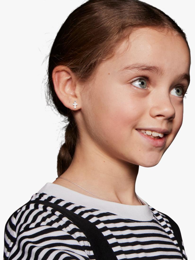 Little Star Eden cross stud earrings sterling silver - British product