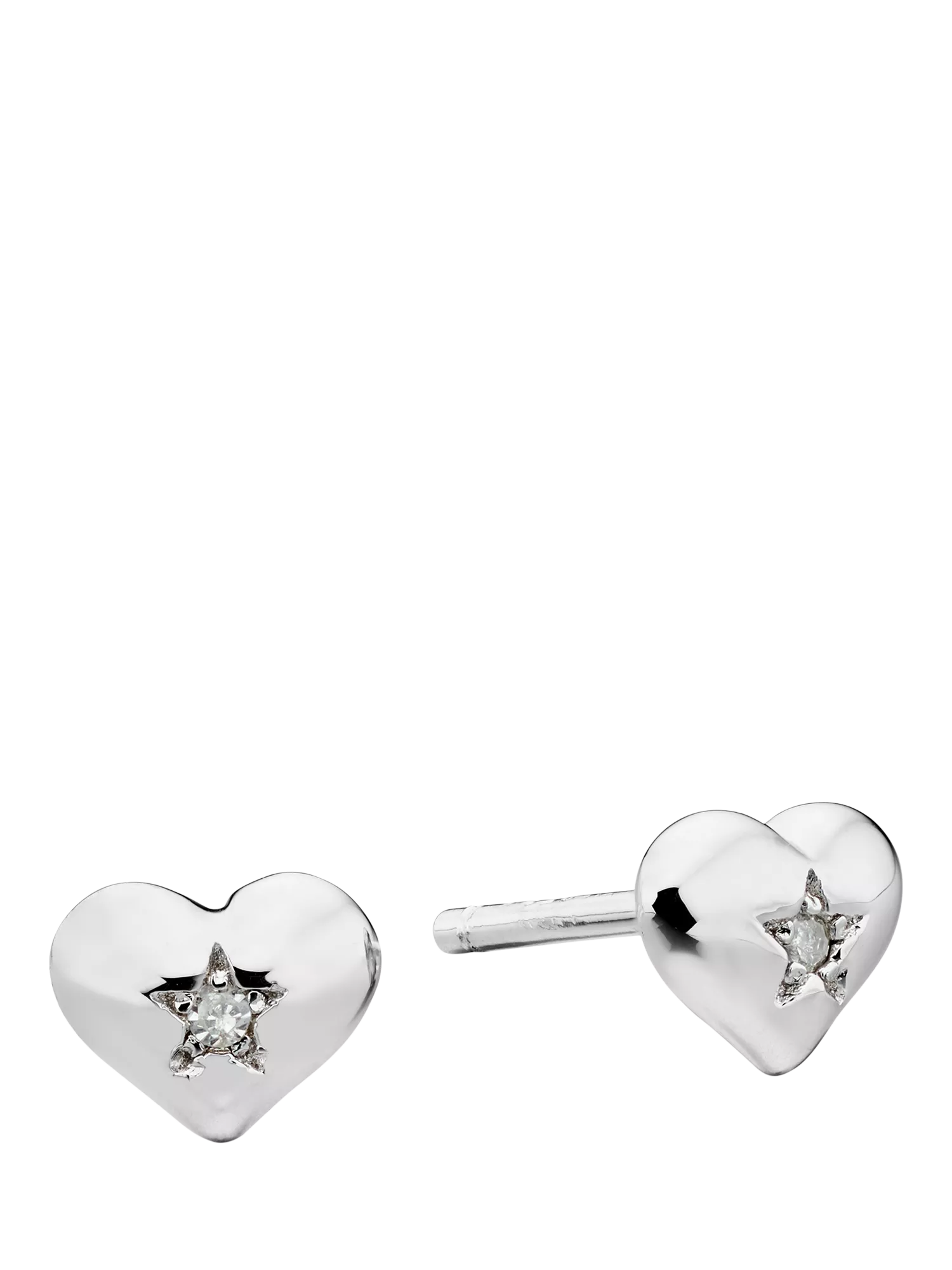 Little Star Suri diamond heart stud earrings (British brand)