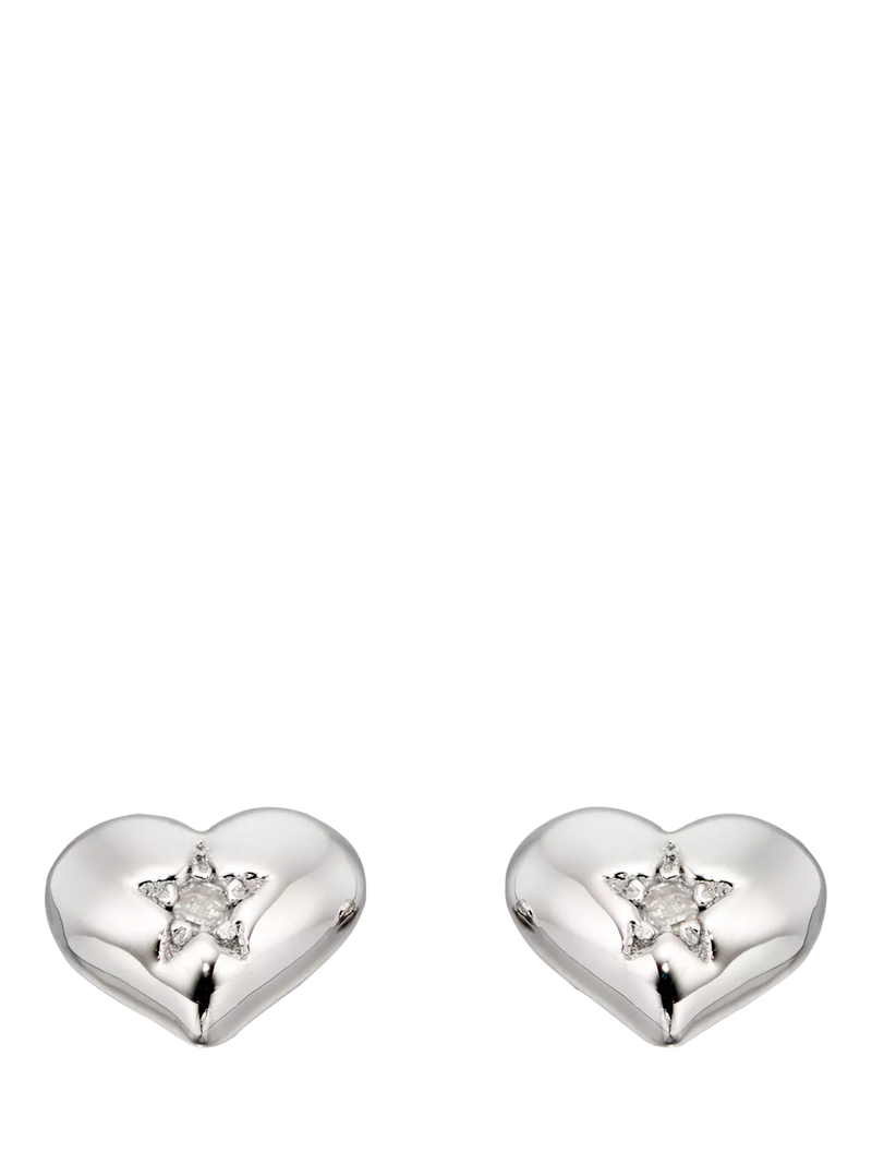 Little Star Suri diamond heart stud earrings (British brand)