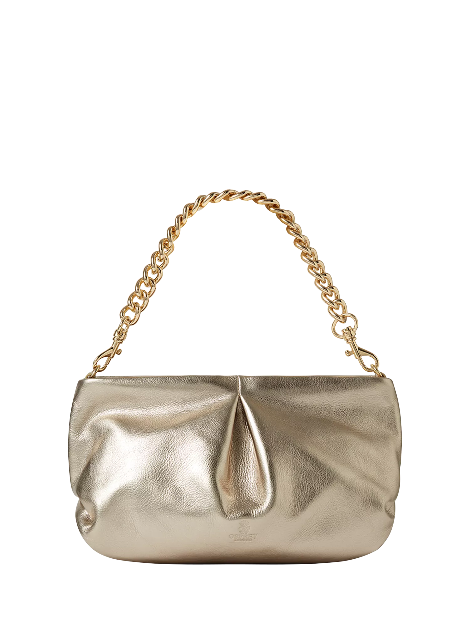 Osprey London Carina Luxe leather shrug bag metallic gold (British brand)