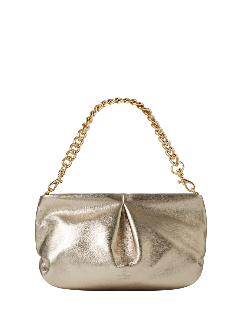 Osprey London Carina Luxe leather shrug bag metallic gold (British brand)