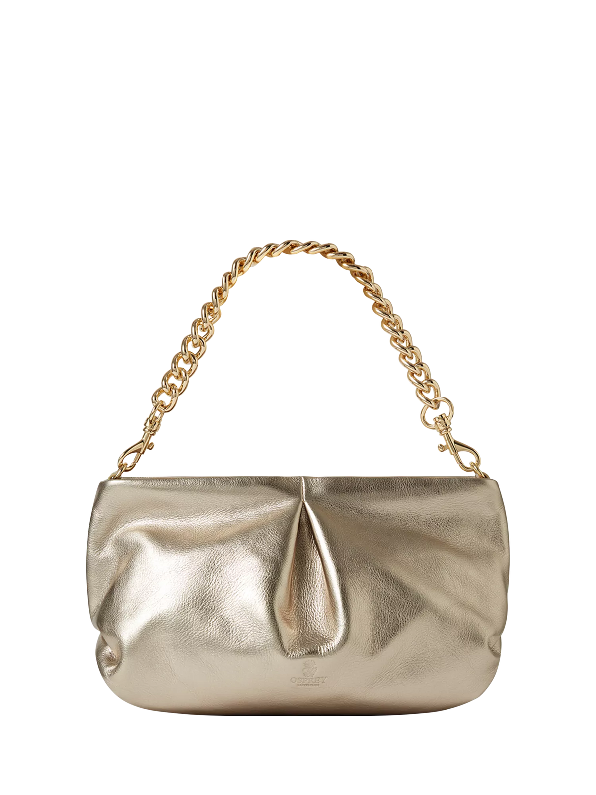 Osprey London Carina Luxe leather shrug bag metallic gold (British brand)