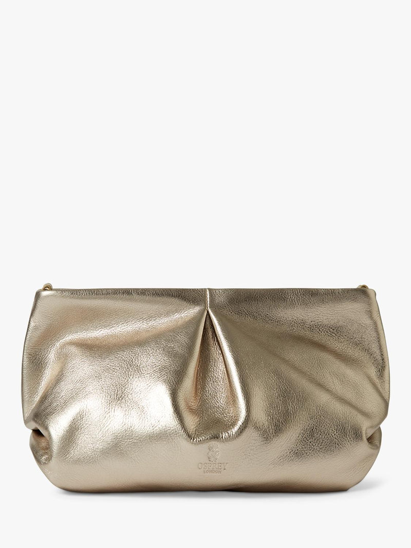 Osprey London Carina Luxe leather shrug bag metallic gold (British brand)