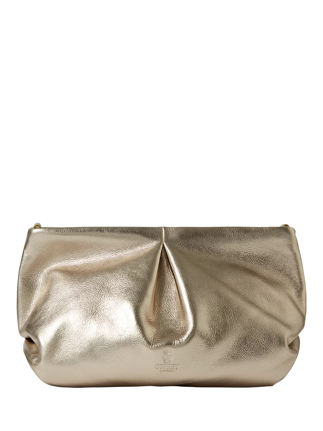 Osprey London Carina Luxe leather shrug bag metallic gold (British brand)