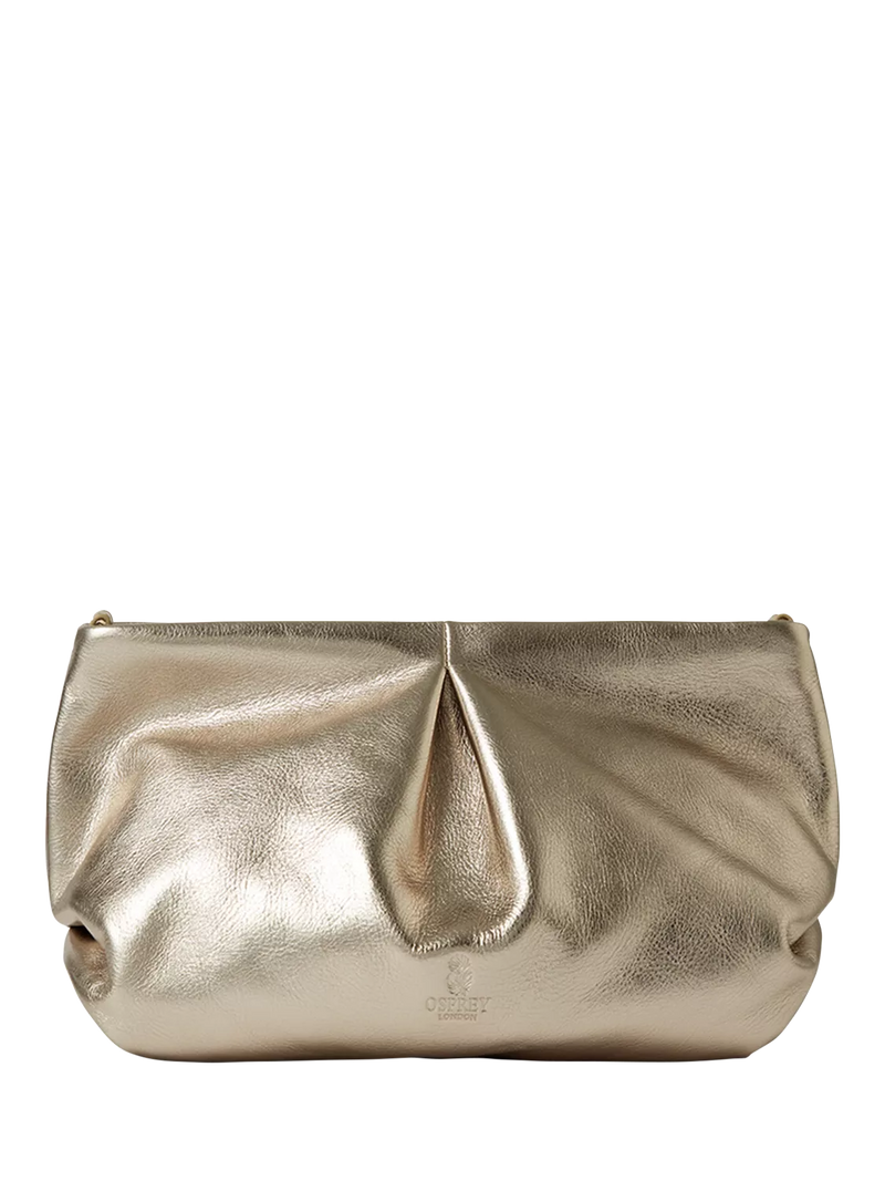 Osprey London Carina Luxe leather shrug bag metallic gold (British brand)
