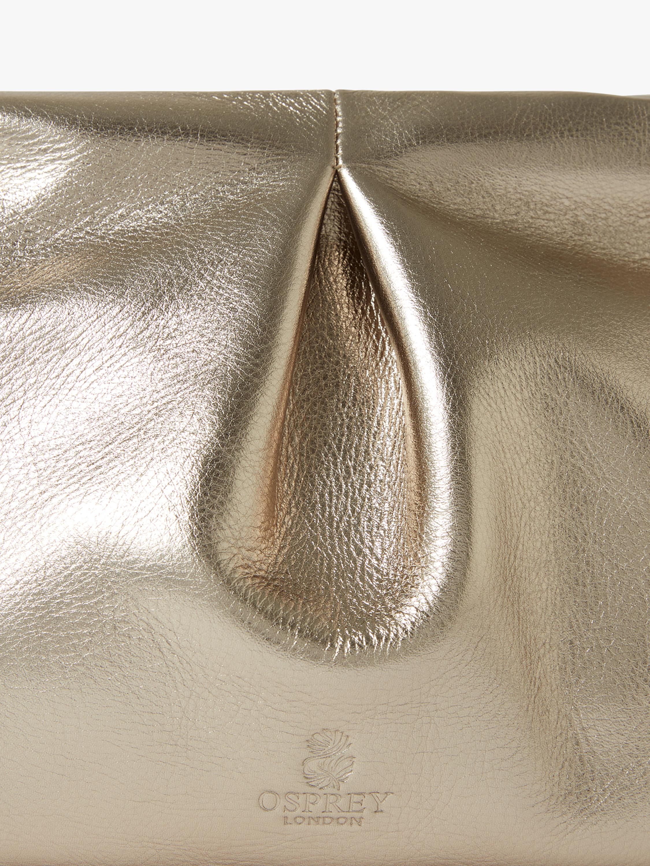 Osprey London Carina Luxe leather shrug bag metallic gold (British brand)