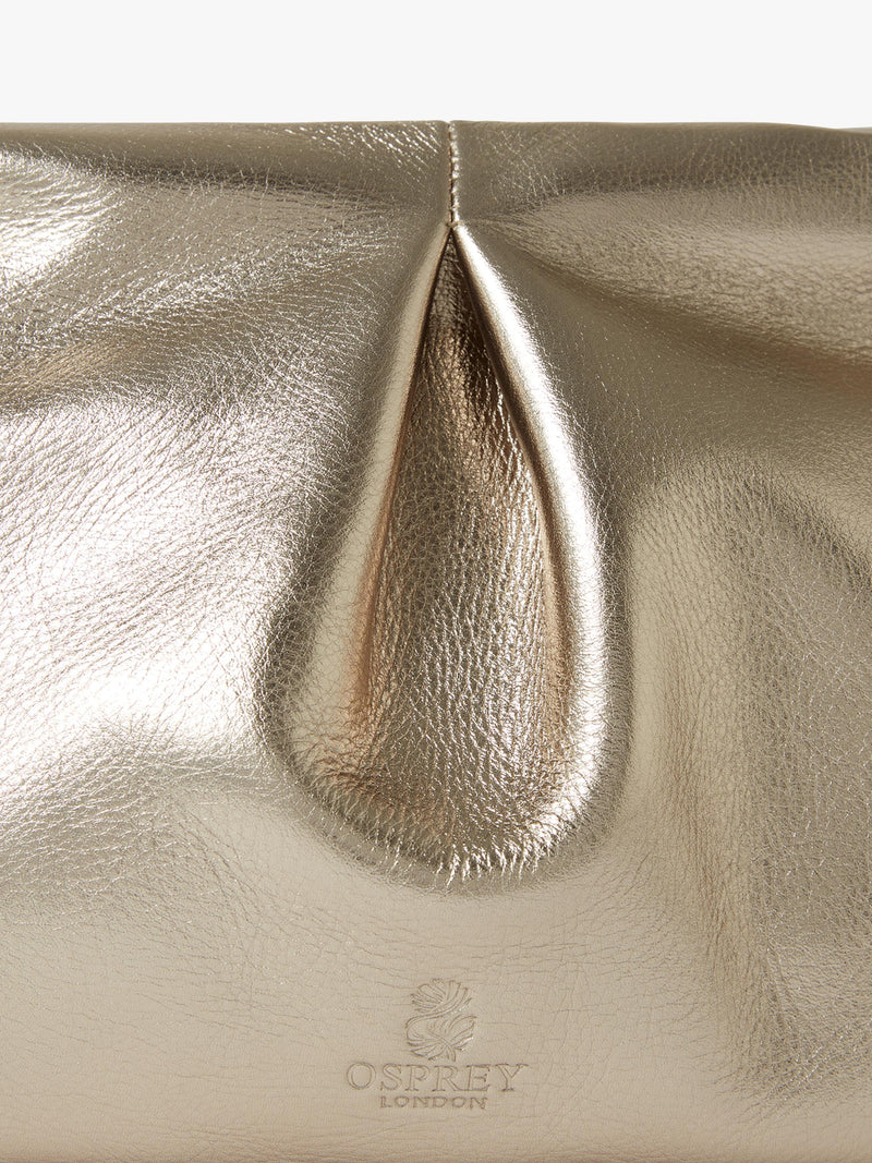 Osprey London Carina Luxe leather shrug bag metallic gold (British brand)