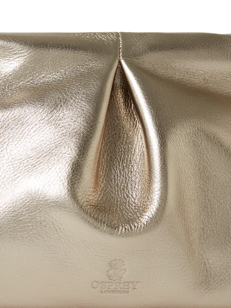 Osprey London Carina Luxe leather shrug bag metallic gold (British brand)