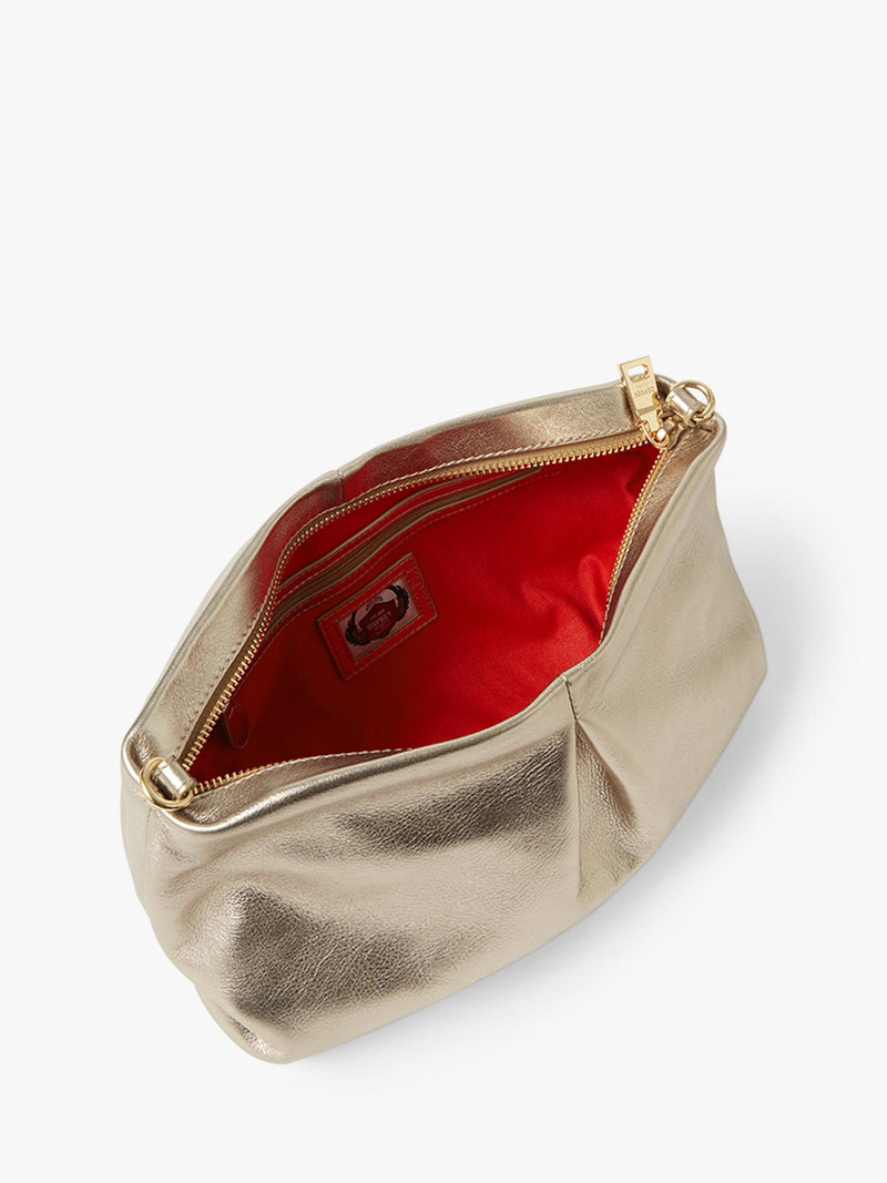 Osprey London Carina Luxe leather shrug bag metallic gold (British brand)