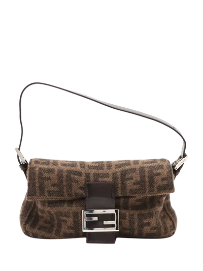 John Lewis Fendi Wool Zucca Baguette Bag Brown- Buy online at McGrocer