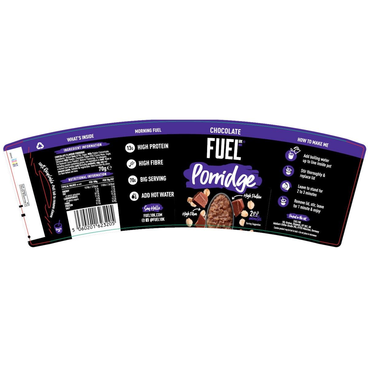 Fuel 10k Chocolate Porridge Pots, 12 x 70g GOODS Costco UK