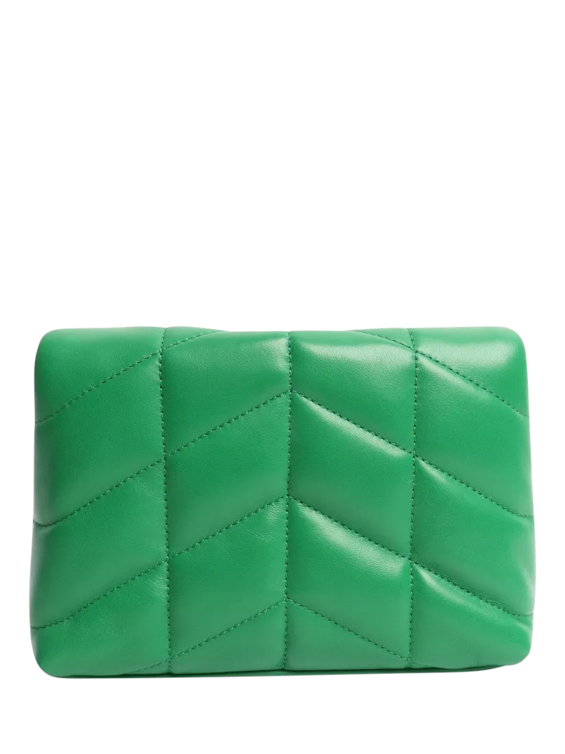 SAINT LAURENT green Loulou quilted leather clutch bag - British product