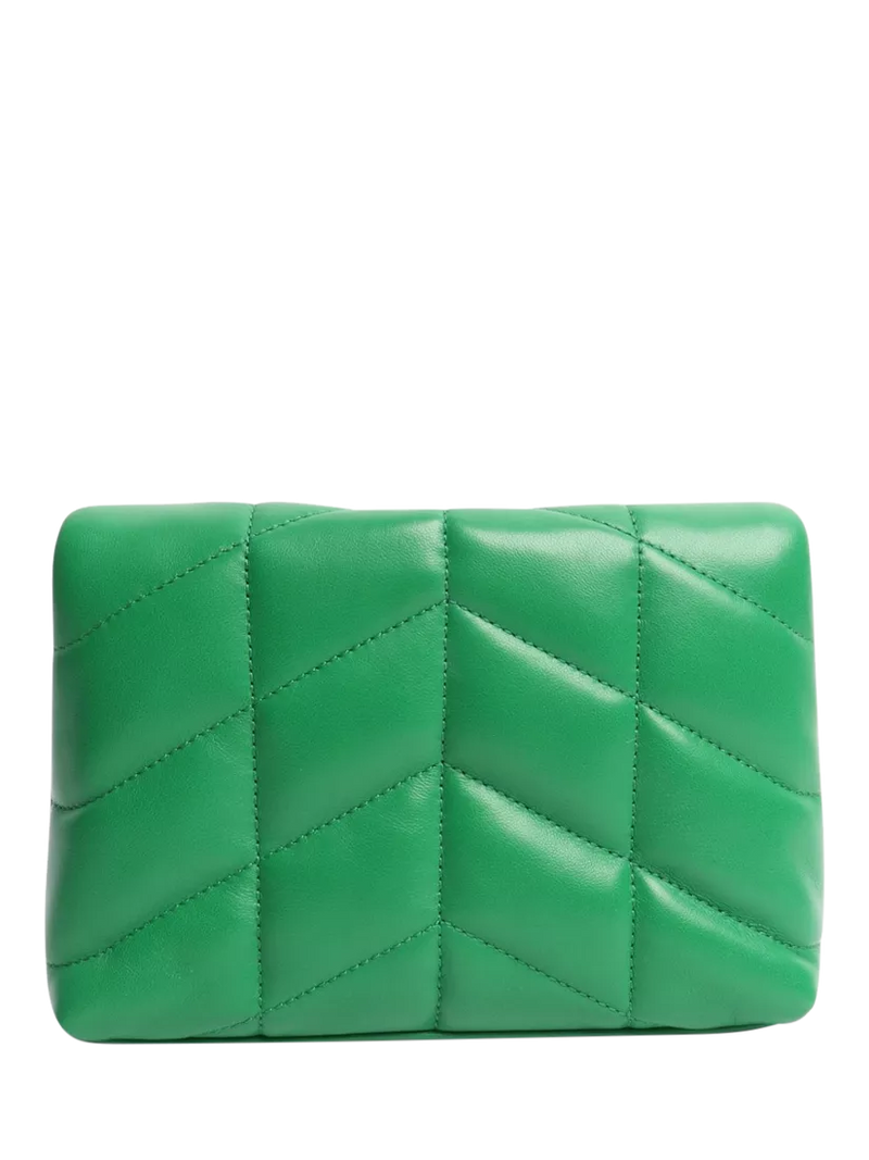 SAINT LAURENT green Loulou quilted leather clutch bag - British product