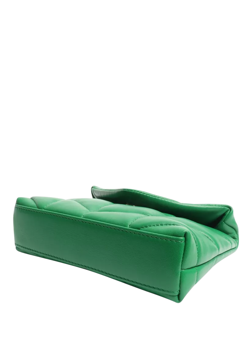 SAINT LAURENT green Loulou quilted leather clutch bag - British product