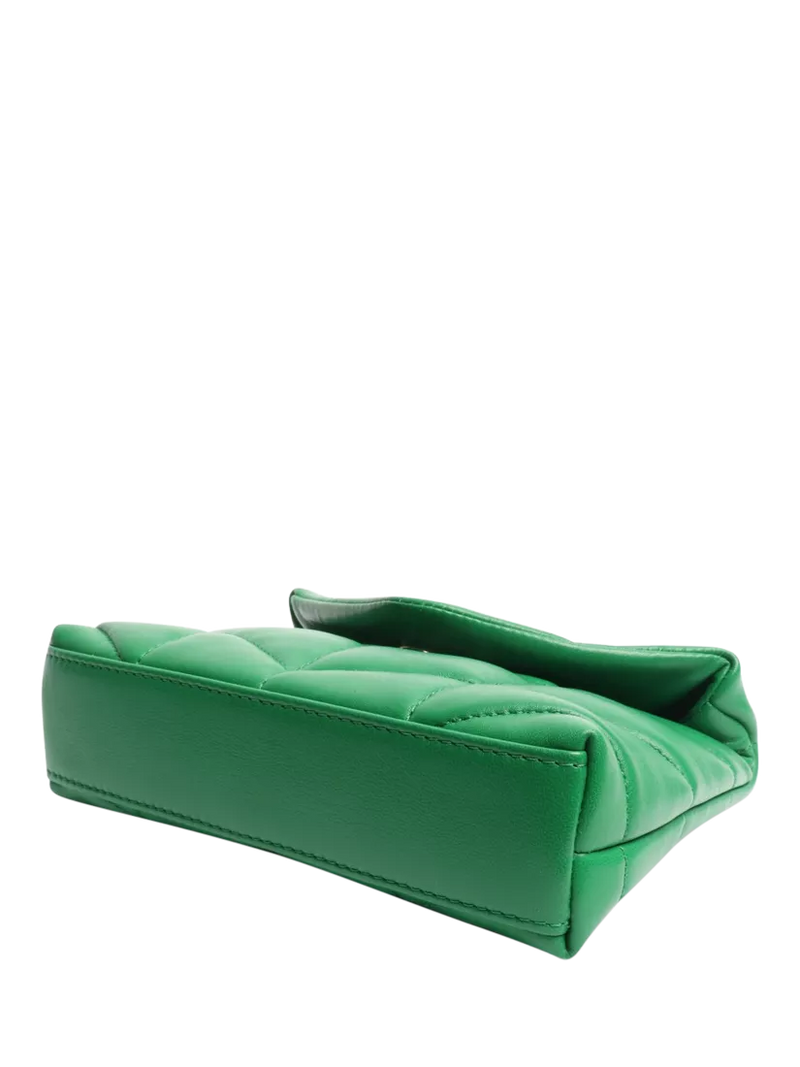 SAINT LAURENT green Loulou quilted leather clutch bag - British product