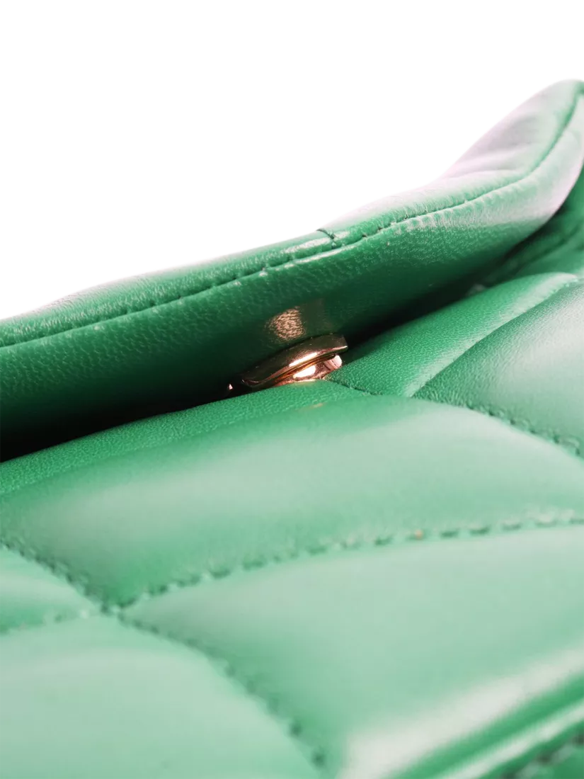 SAINT LAURENT green Loulou quilted leather clutch bag - British product