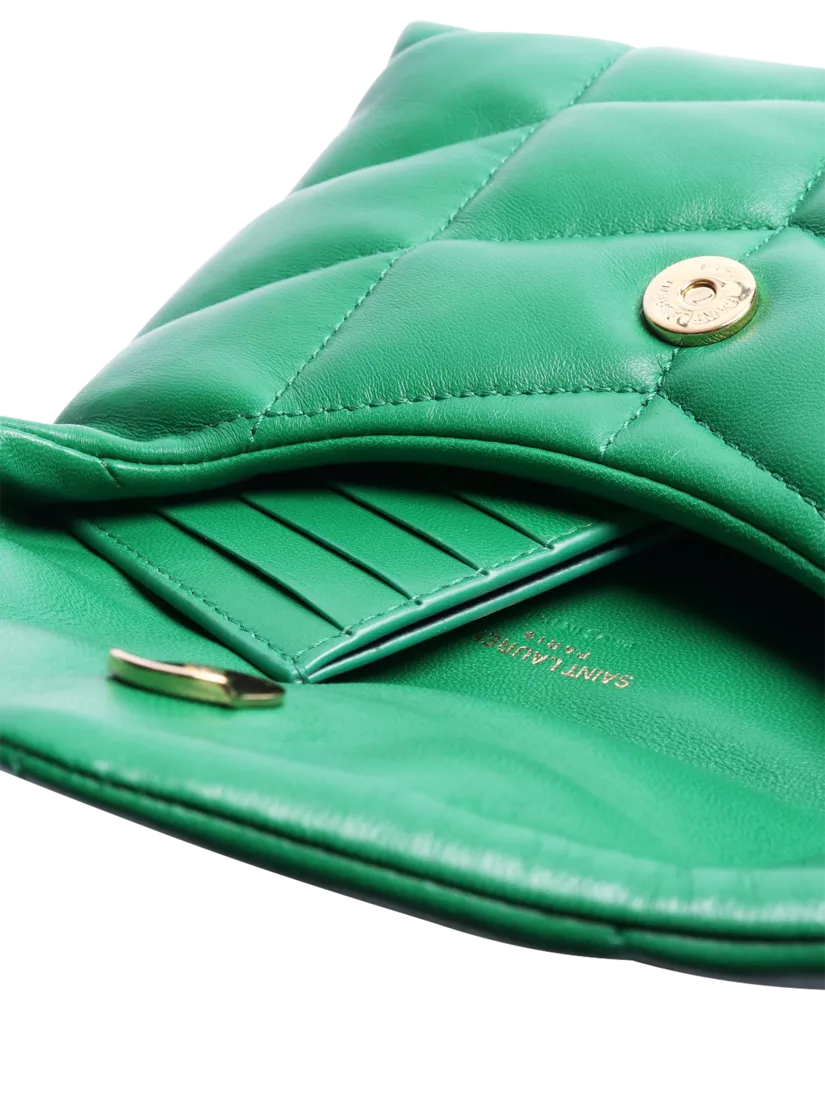 SAINT LAURENT green Loulou quilted leather clutch bag - British product