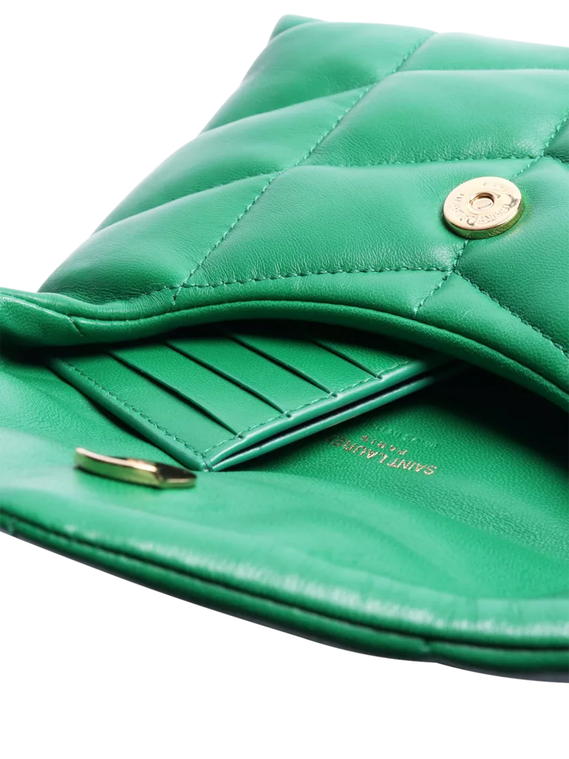 SAINT LAURENT green Loulou quilted leather clutch bag - British product
