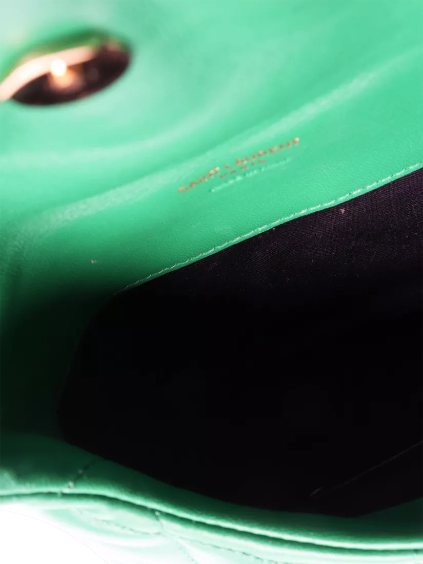 SAINT LAURENT green Loulou quilted leather clutch bag - British product