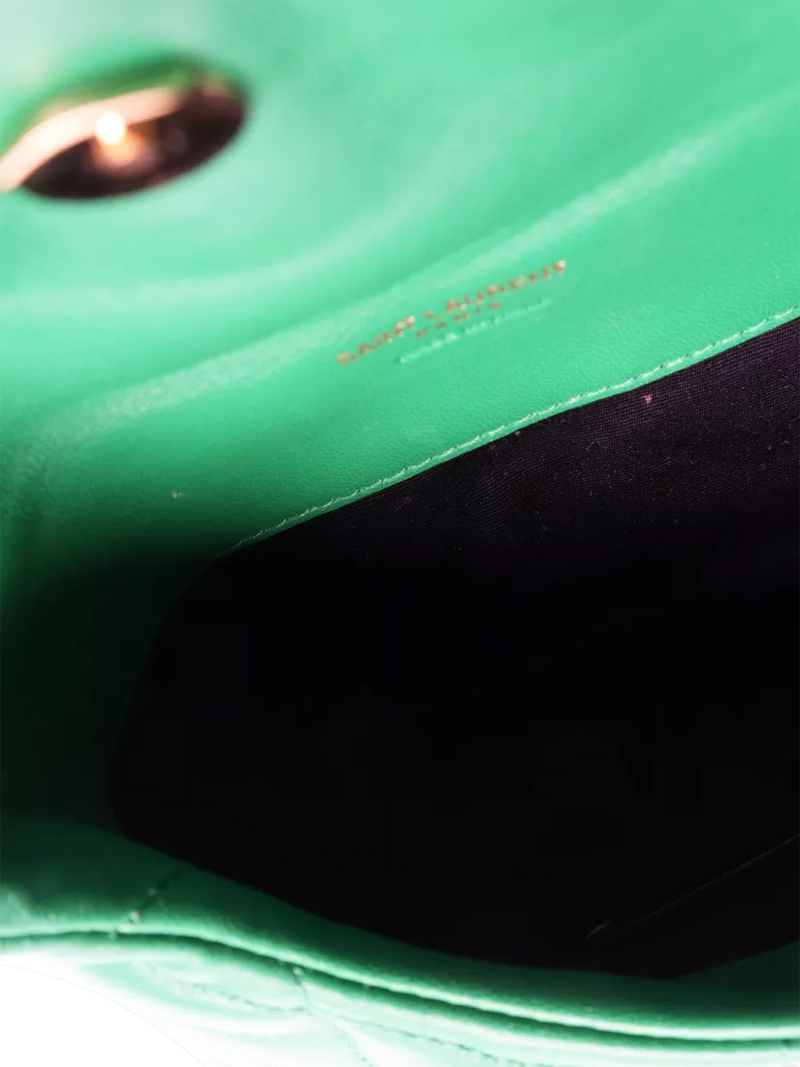 SAINT LAURENT green Loulou quilted leather clutch bag - British product