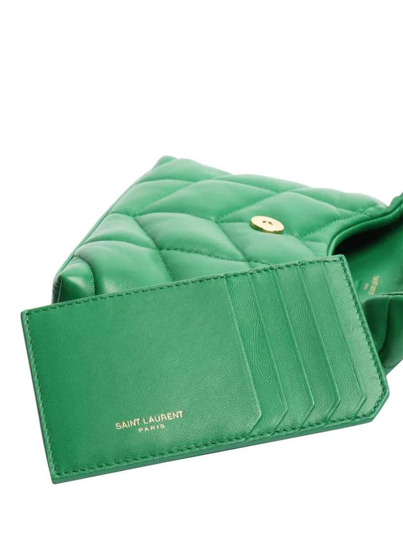 SAINT LAURENT green Loulou quilted leather clutch bag - British product
