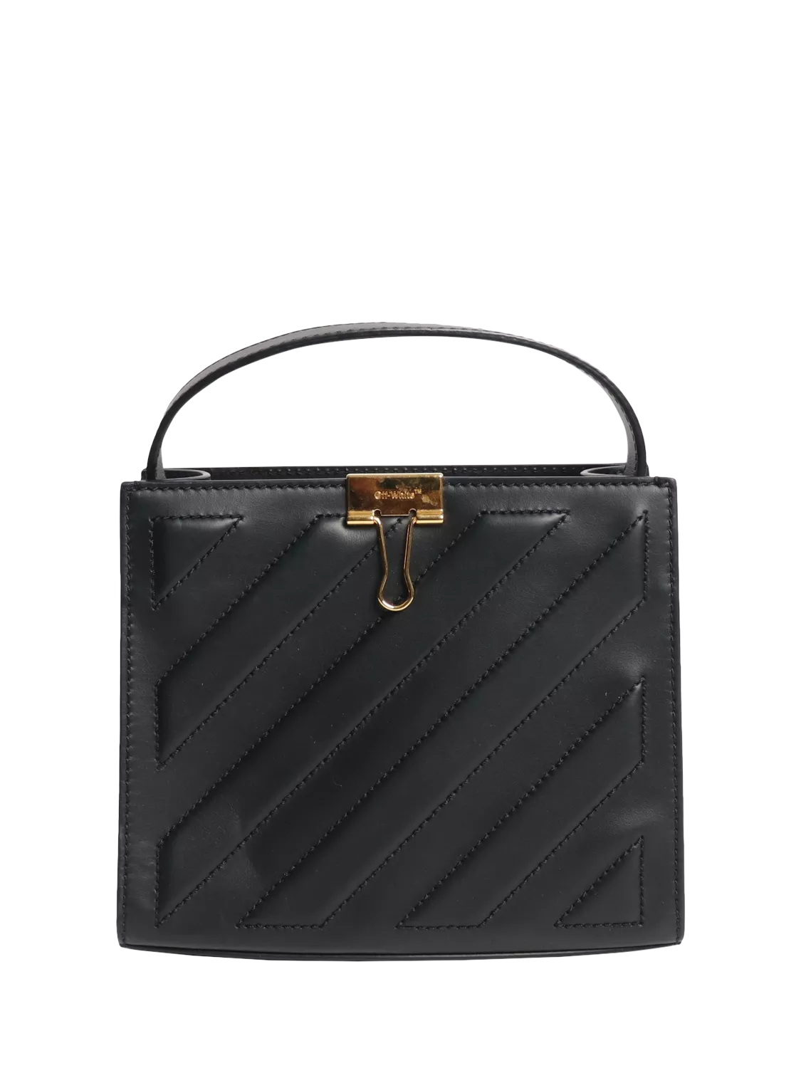 Pre-loved Off-White black leather crossbody tote - British product
